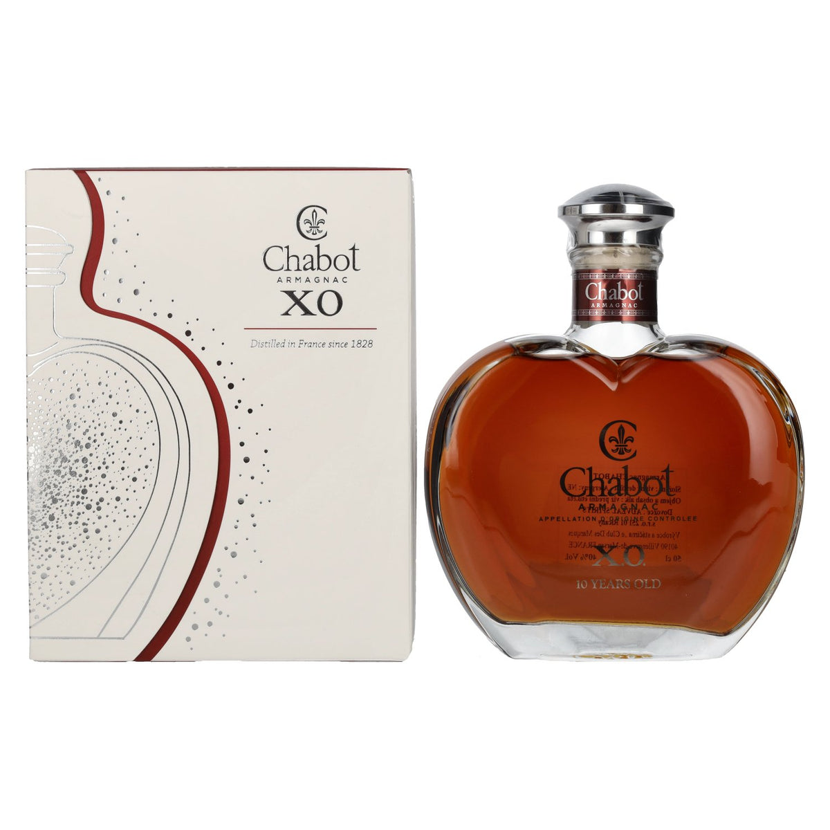 Chabot Armagnac 10 ans d'âge XO Cœur Silver Edition 40% vol. 0,5l en coffret cadeau
