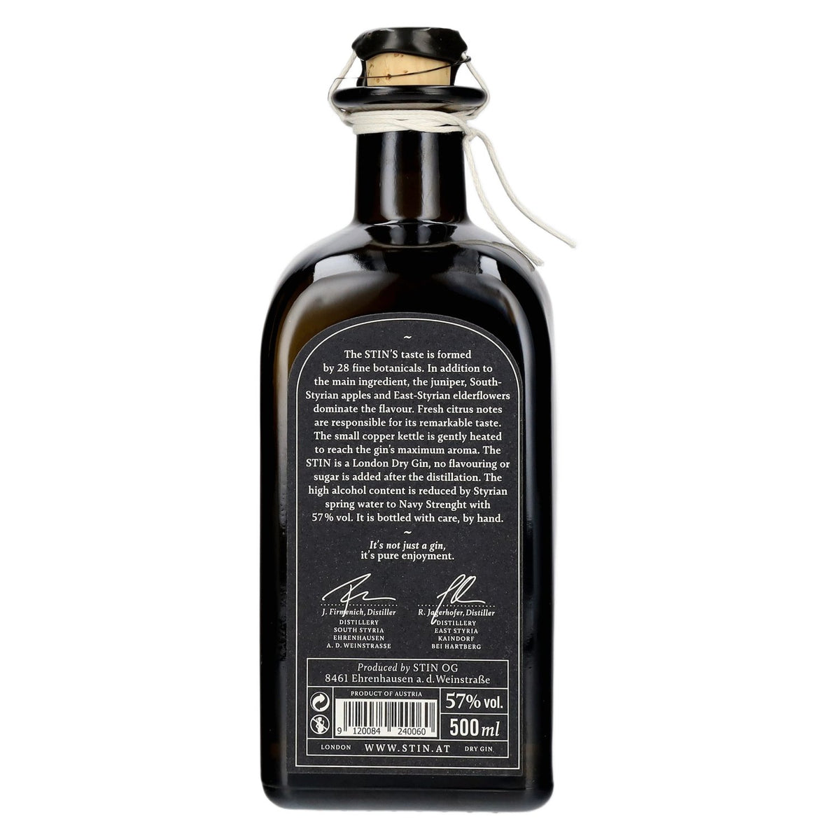 The STIN Styrian Dry Gin OVERPROOF 57% Vol. 0,5l