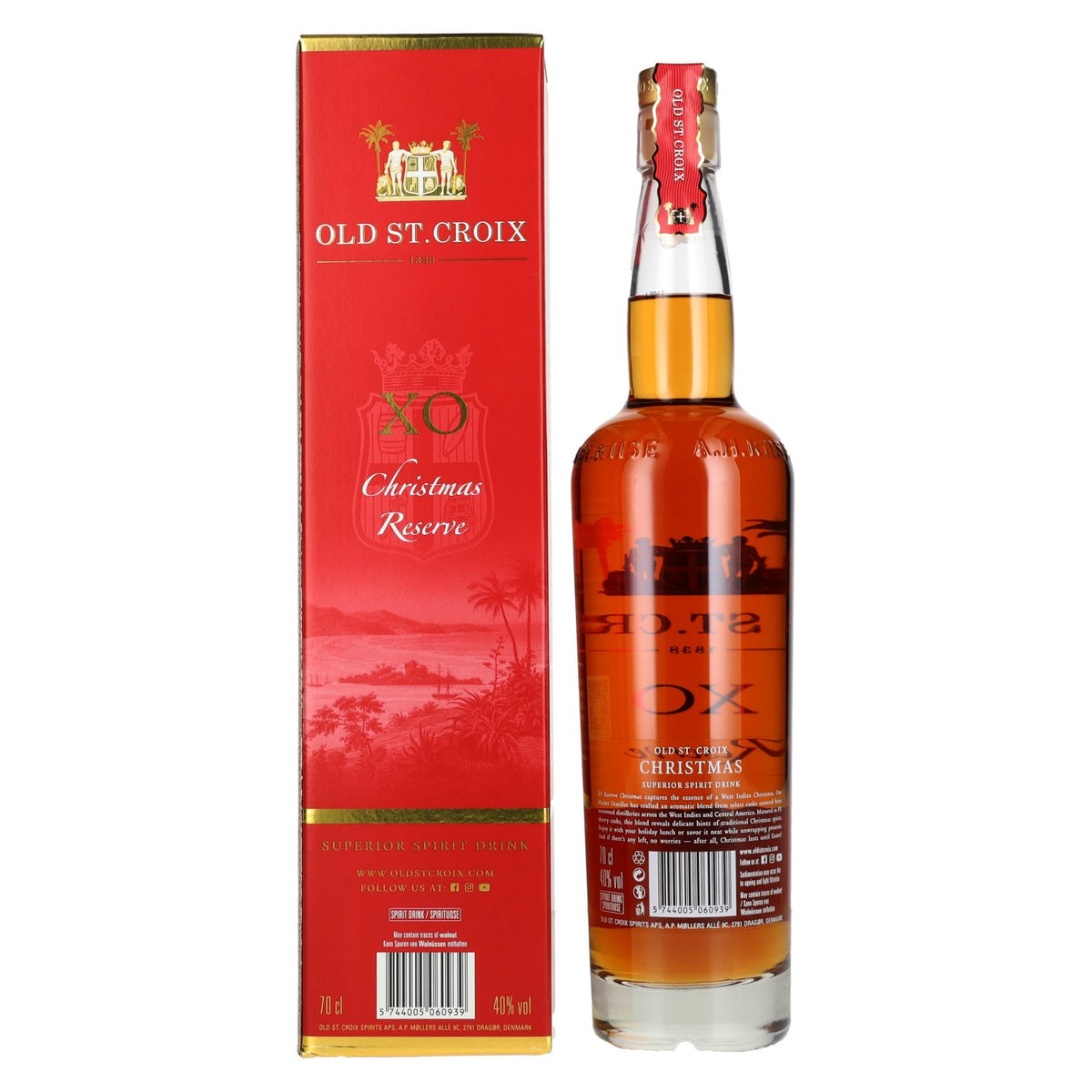 Old St. Croix A.H. Riise X.O. Reserve Christmas Superior Spirit Drink 40% Vol. 0,7l in Geschenkbox