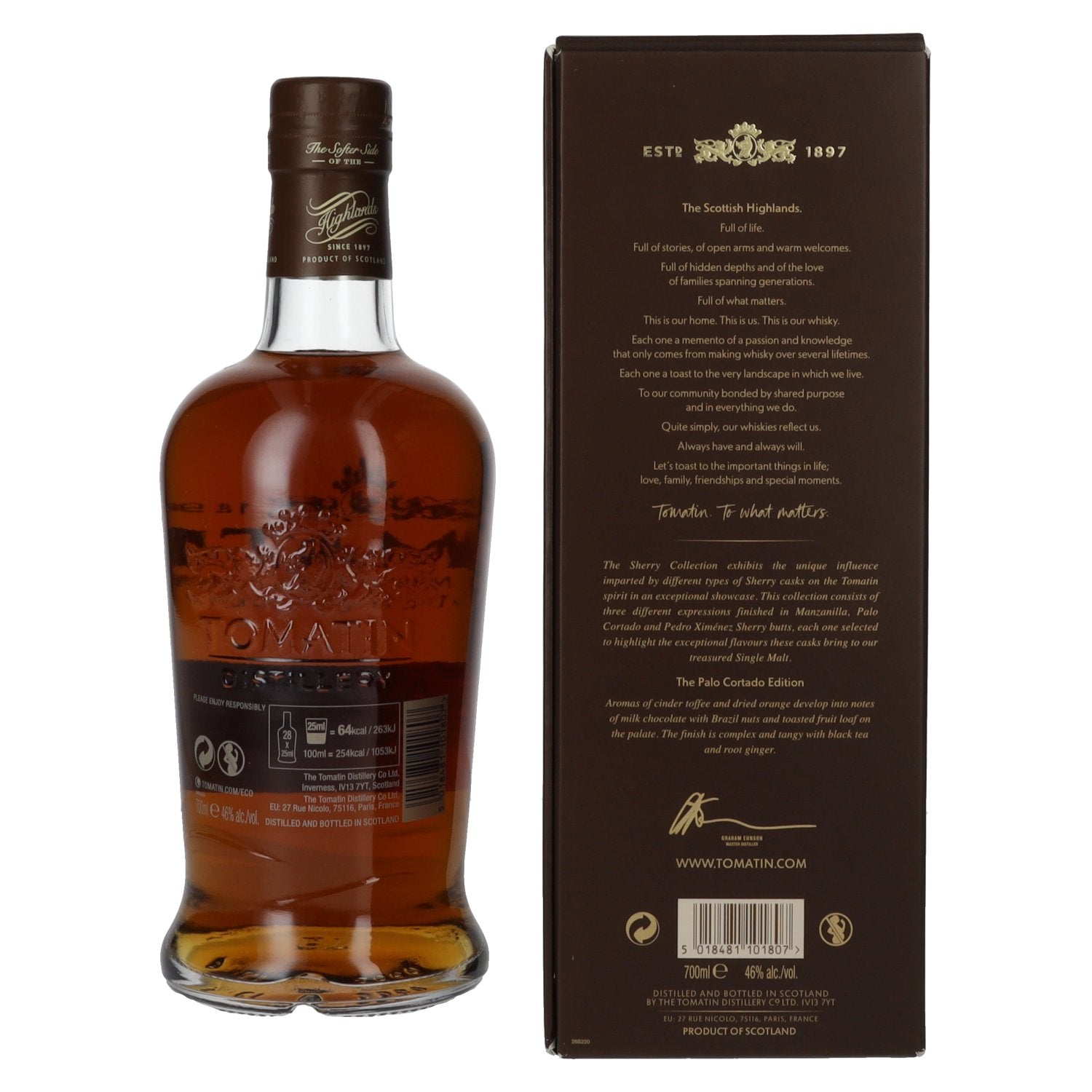 Tomatin 15 Years Old SHERRY COLLECTION Palo Cortado Sherry Butts Limited Edition 2008 46% Vol. 0,7l en coffret cadeau