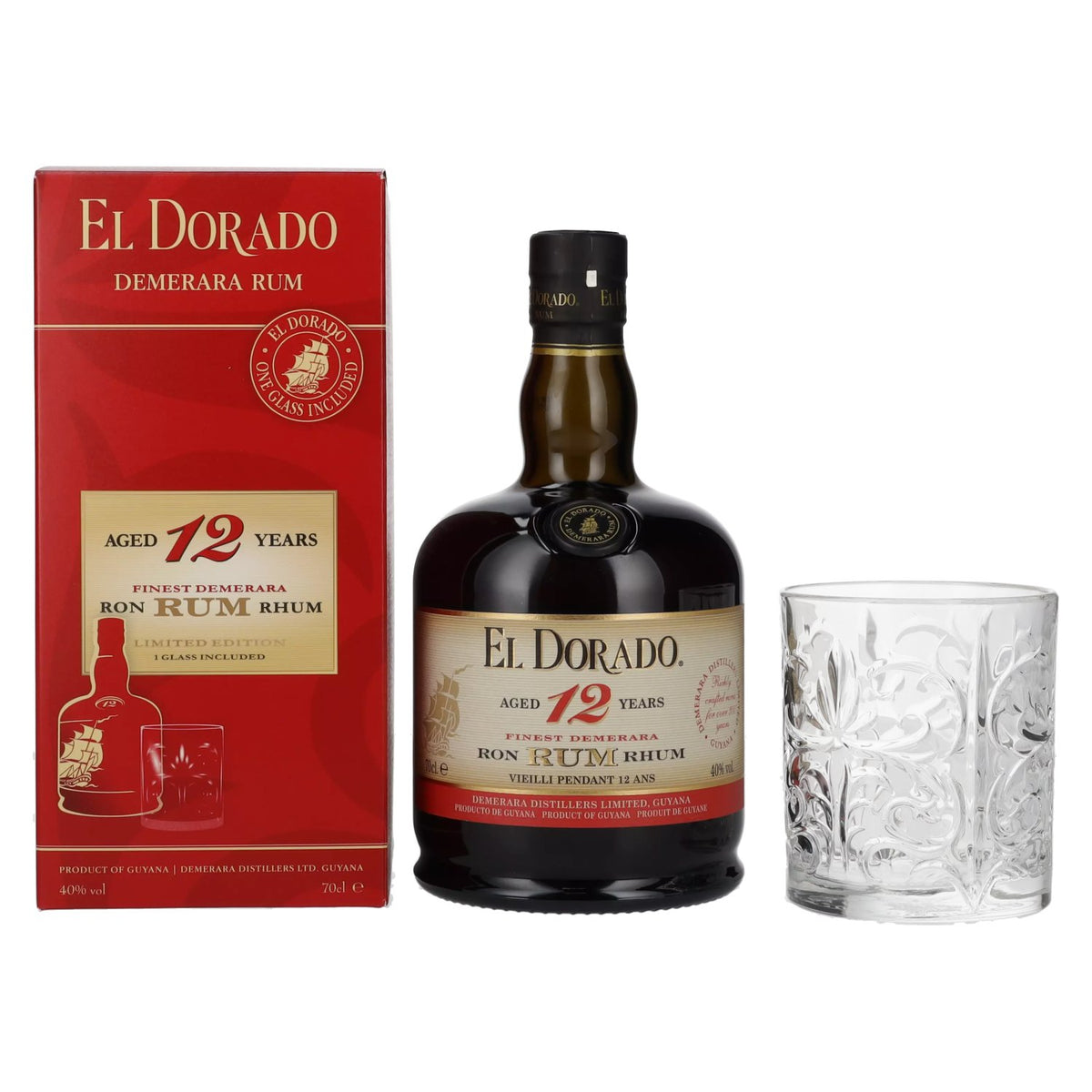 El Dorado 12 Years Old Finest Demerara Rum 40% Vol. 0,7l in gift box with tumbler