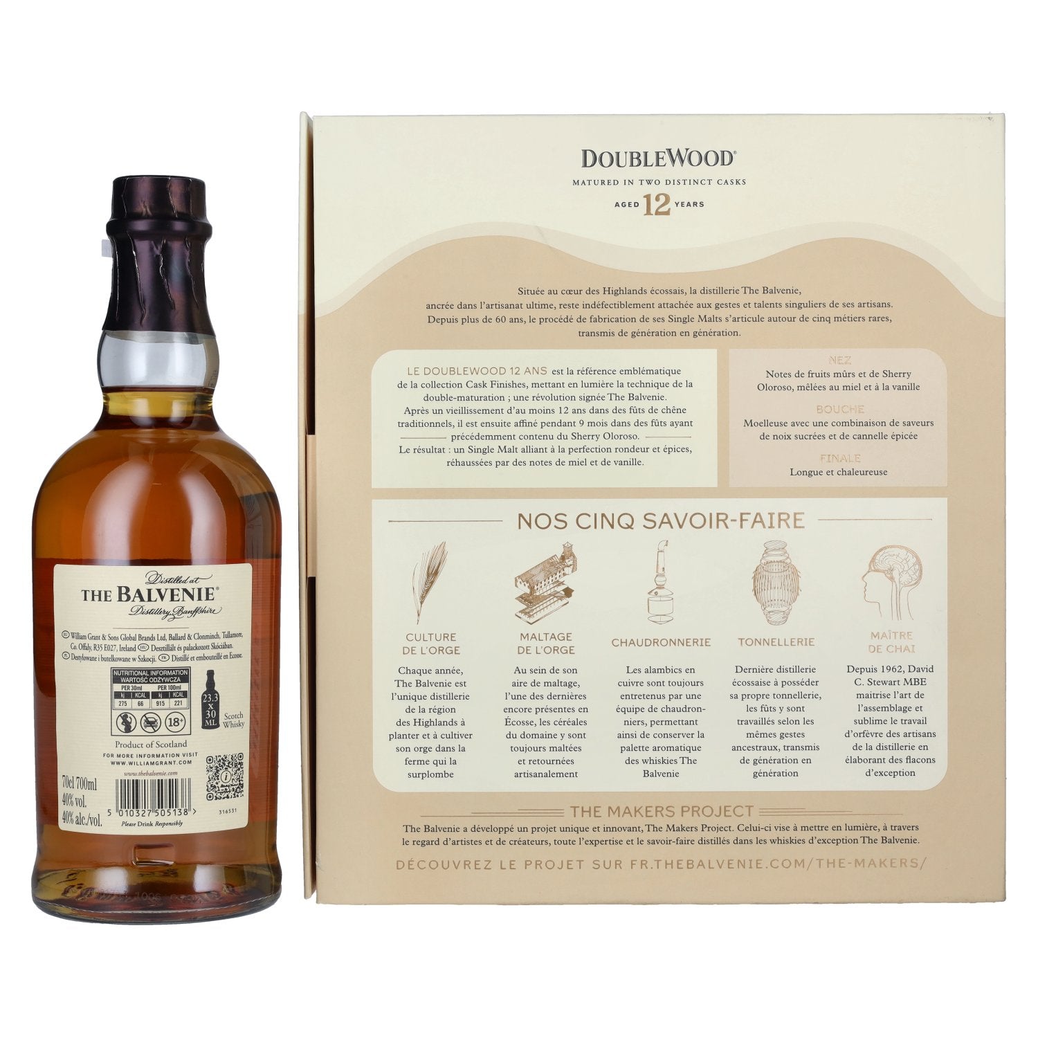 The Balvenie 12 Years Old Double Wood 40% Vol. 0,7l in gift box with 2 glasses