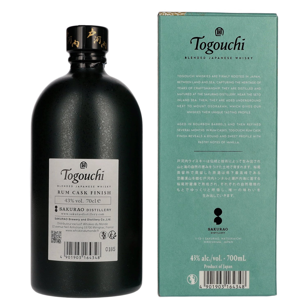 Togouchi Japanese Blended Whisky Rum Cask Finish 43% Vol. 0,7l in Geschenkbox