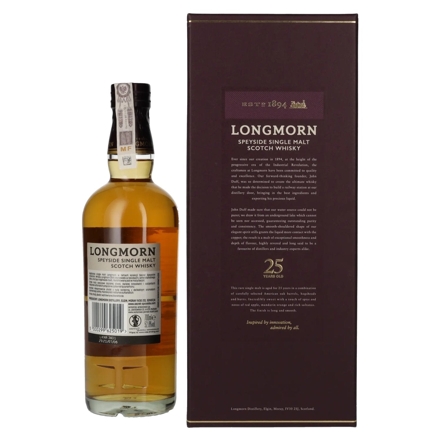 Longmorn 25 Years Old Speyside Single Malt Scotch Whisky 52,8% Vol. 0,7l in Geschenkbox