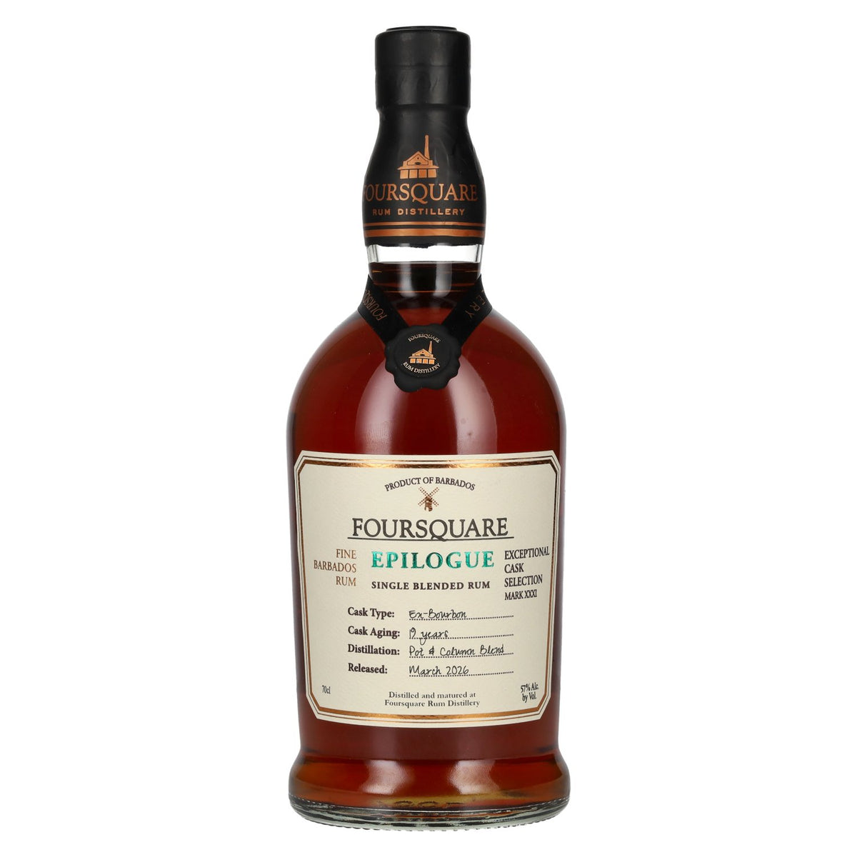 Foursquare 19 ans d'âge Exceptional Cask SELECTION MARK XXXI EPILOGUE 2026 57 % vol. 0,7 l