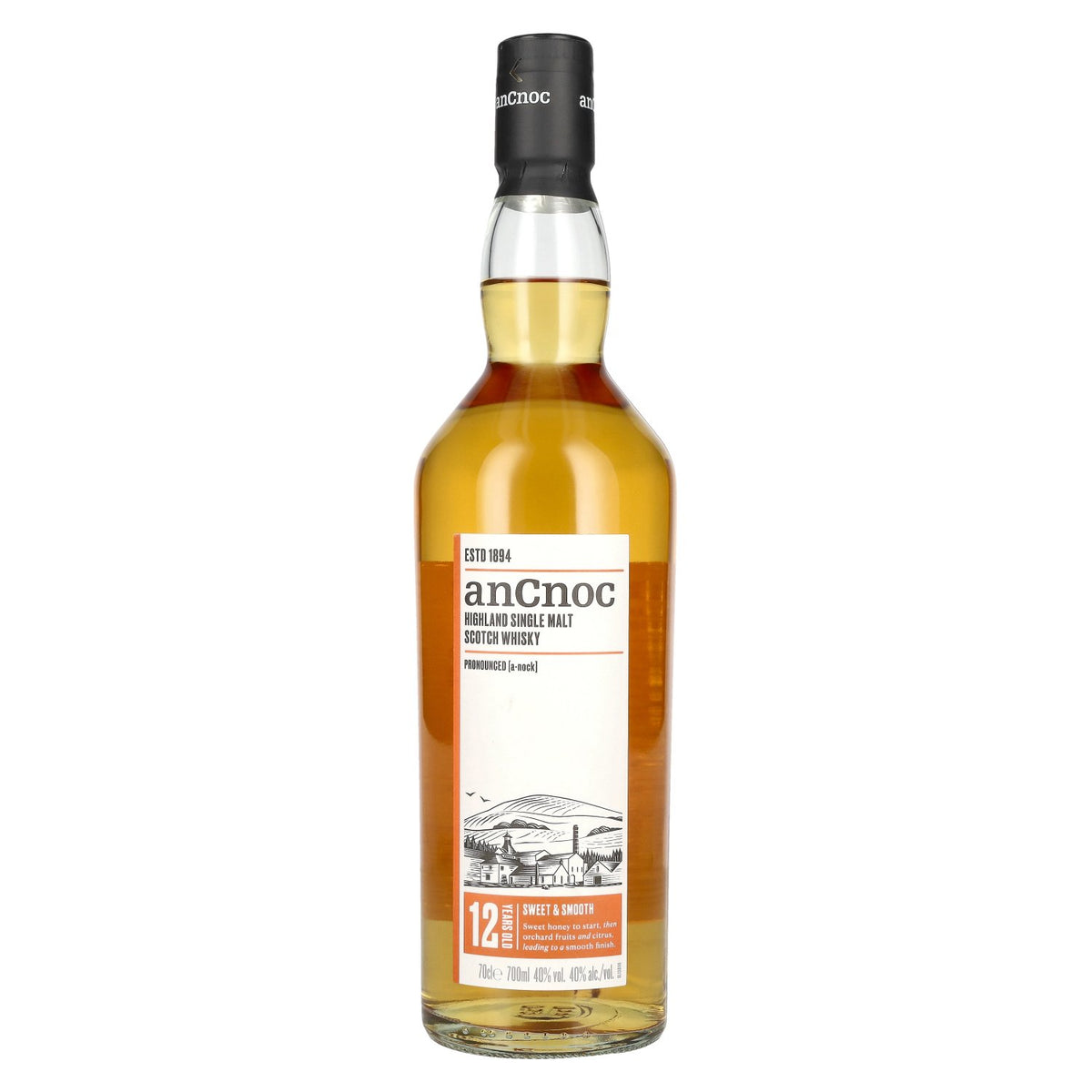 AnCnoc 12 ans d'âge, single malt des Highlands, 40 % vol., 0,7 l