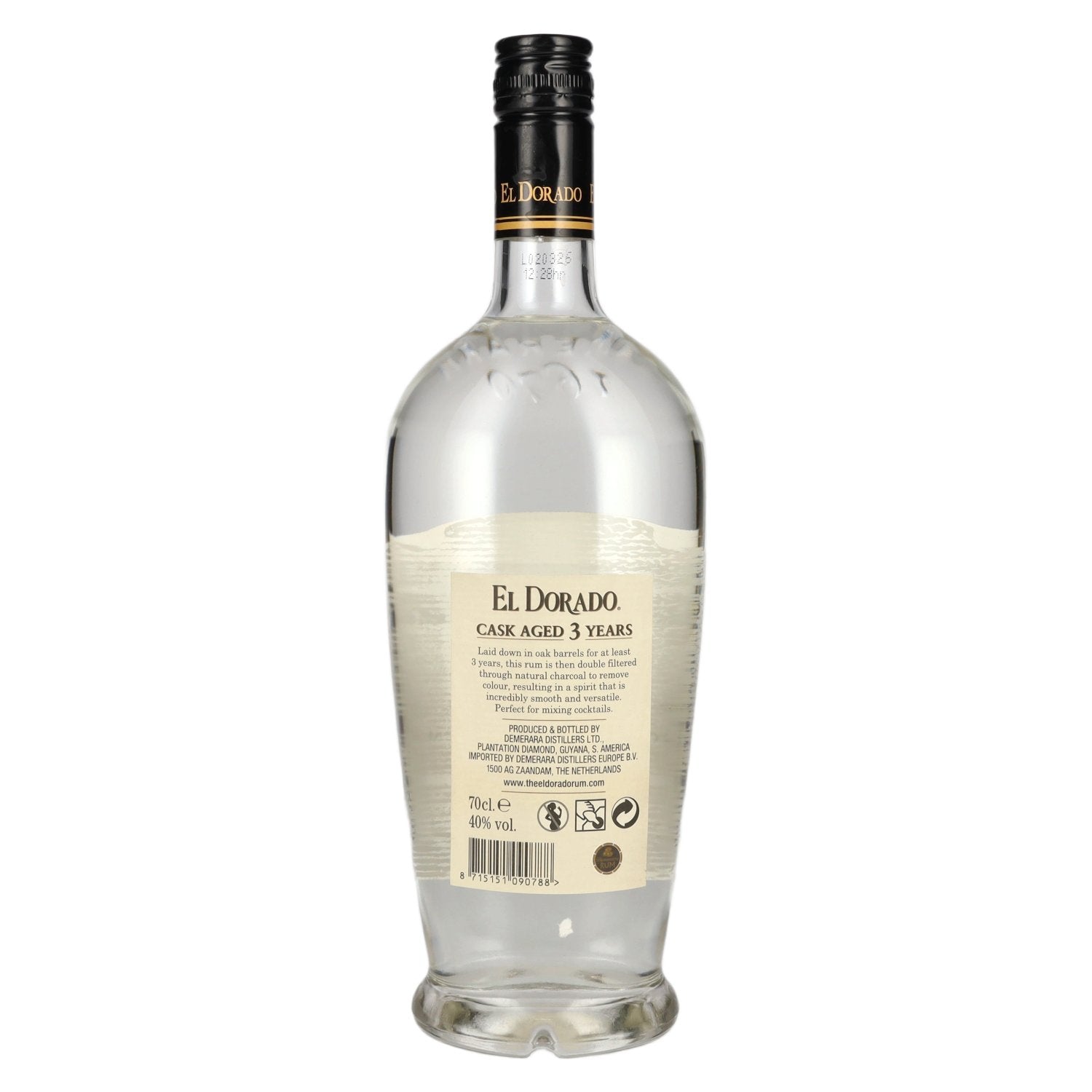 El Dorado 3 ans d'âge, rhum Demerara vieilli en fût, 40 % vol., 0,7 l
