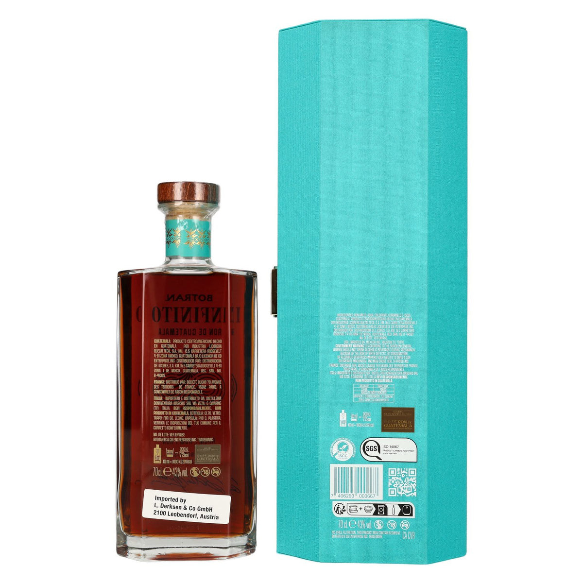 Botran INFINITO Ron de Guatemala Rum 43% ABV, 0.7 litres, in a gift box