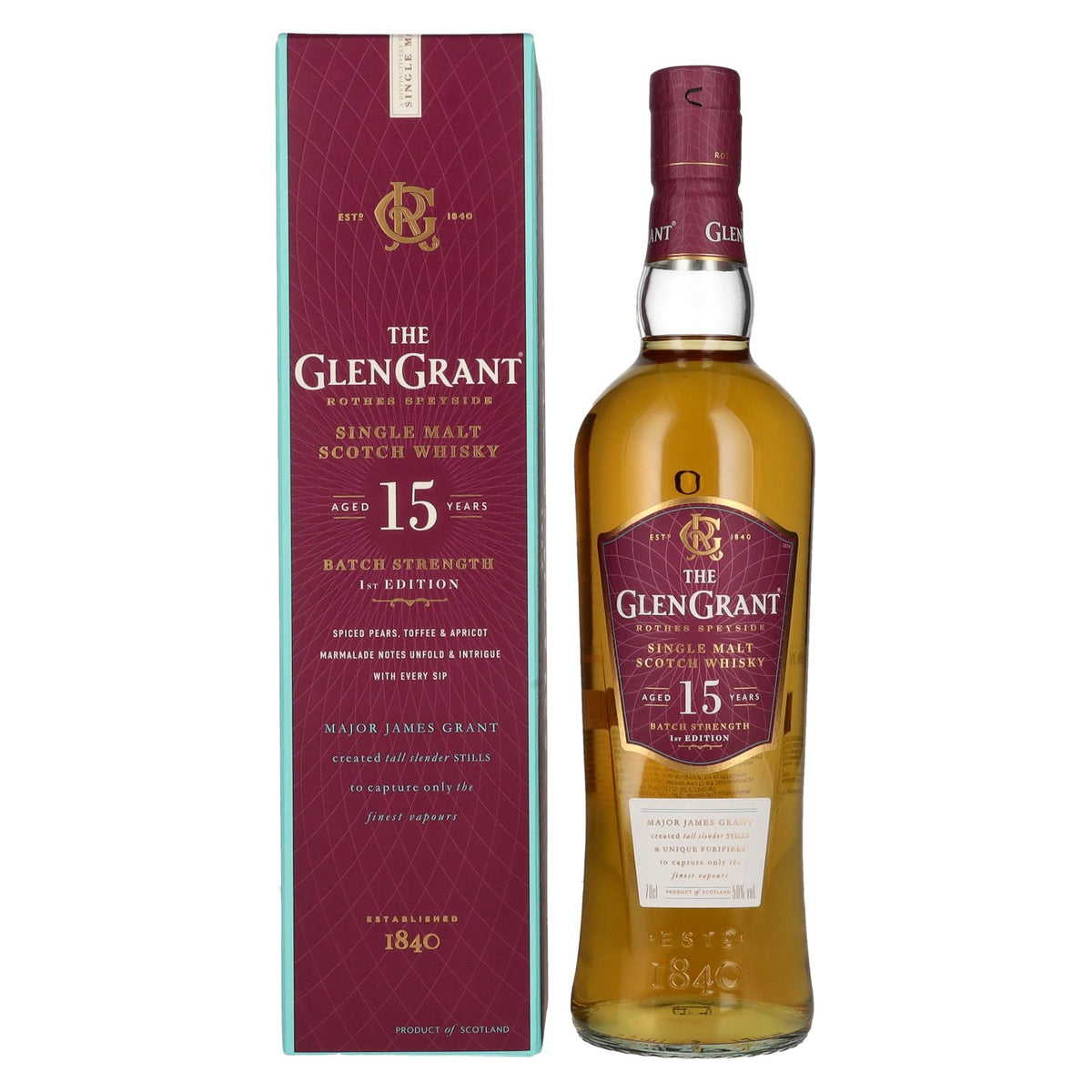 Glen Grant 15 Years Old BATCH STRENGTH Single Malt Whisky 50% Vol. 0,7l en coffret cadeau