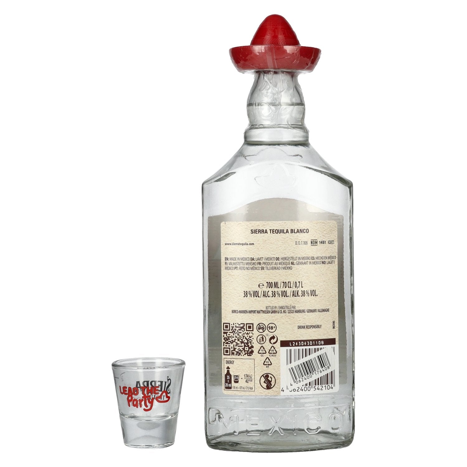 Sierra Tequila Blanco 38% vol. 0,7l avec verre