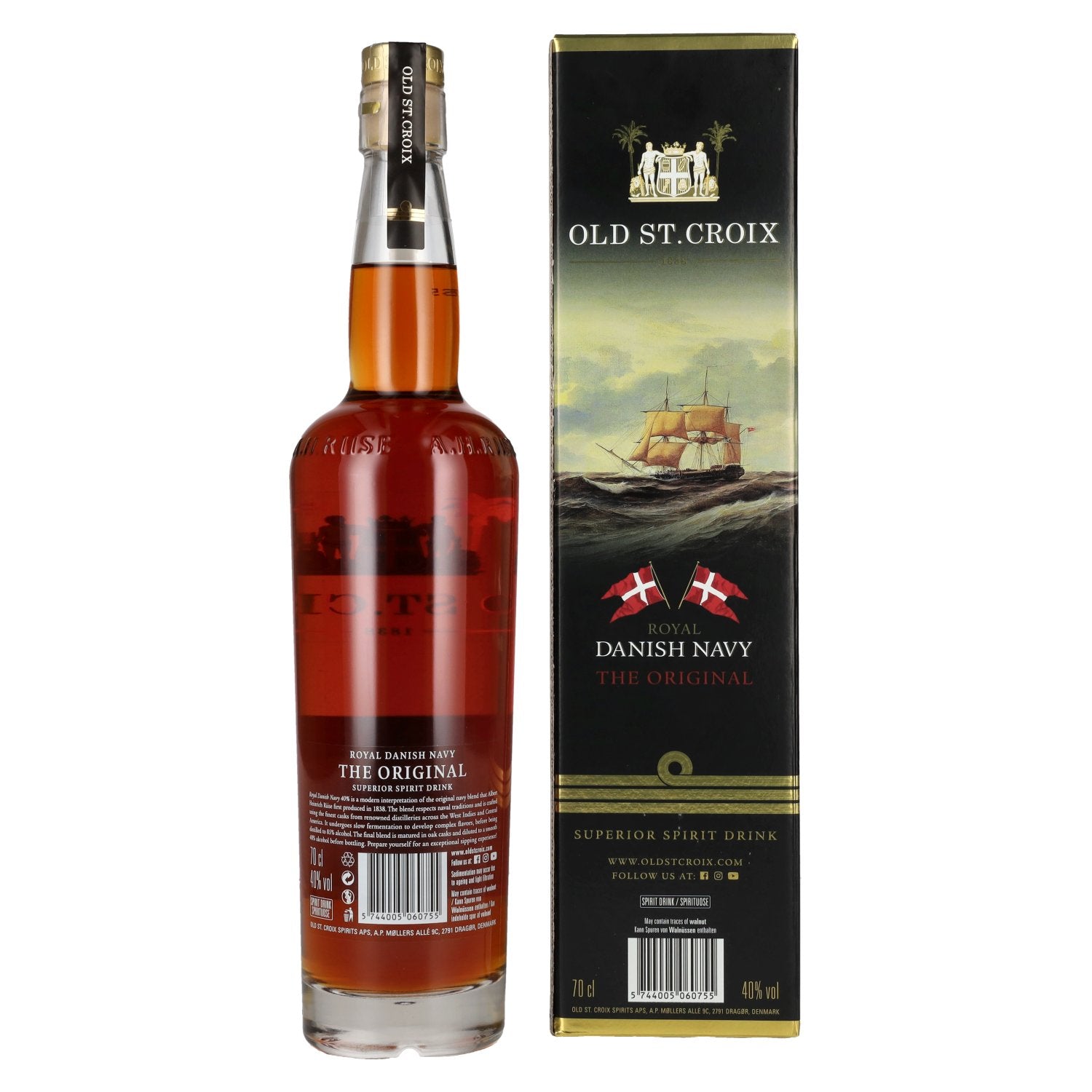 Old St. Croix A.H. Riise Royal DANISH NAVY Superior Spirit Drink 40% vol. 0.7 l in a gift box