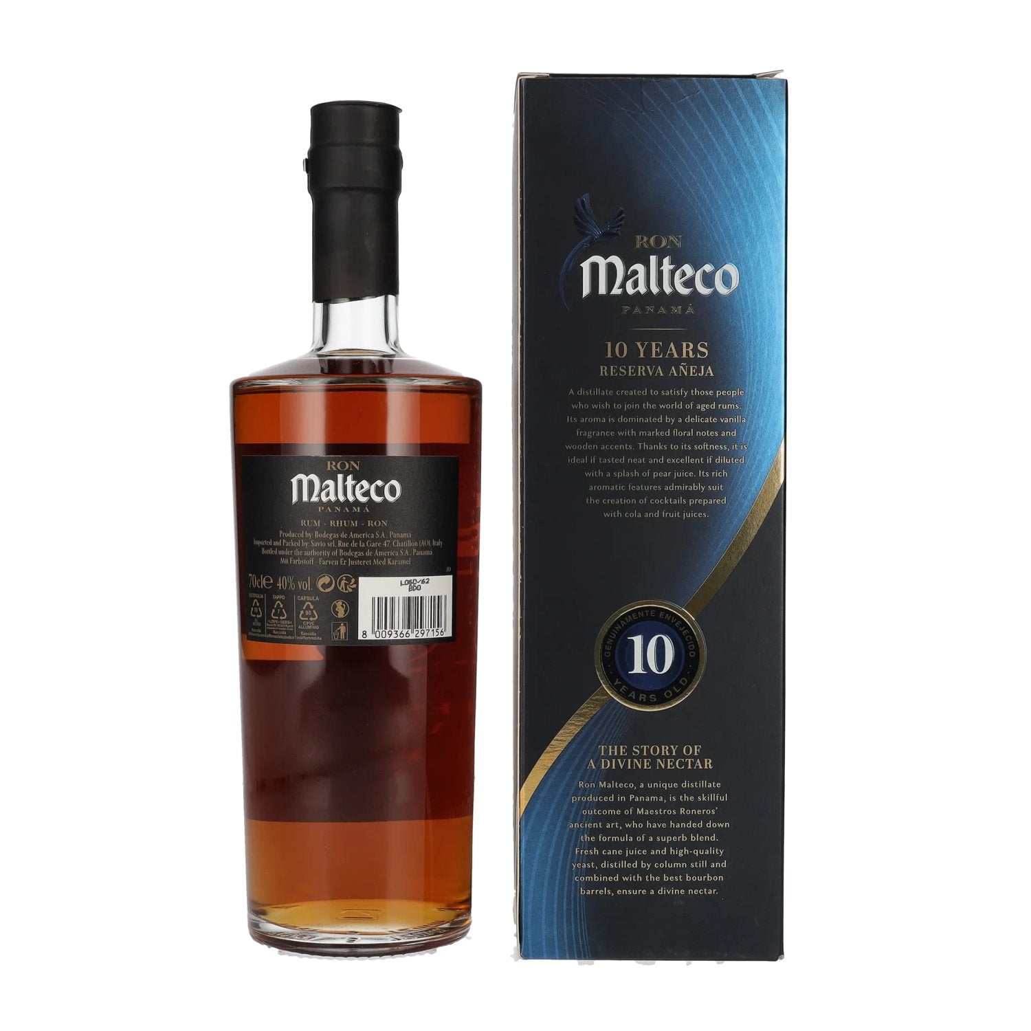 Ron Malteco 10 Años Reserva Añeja 40% Vol. 0,7l in gift box