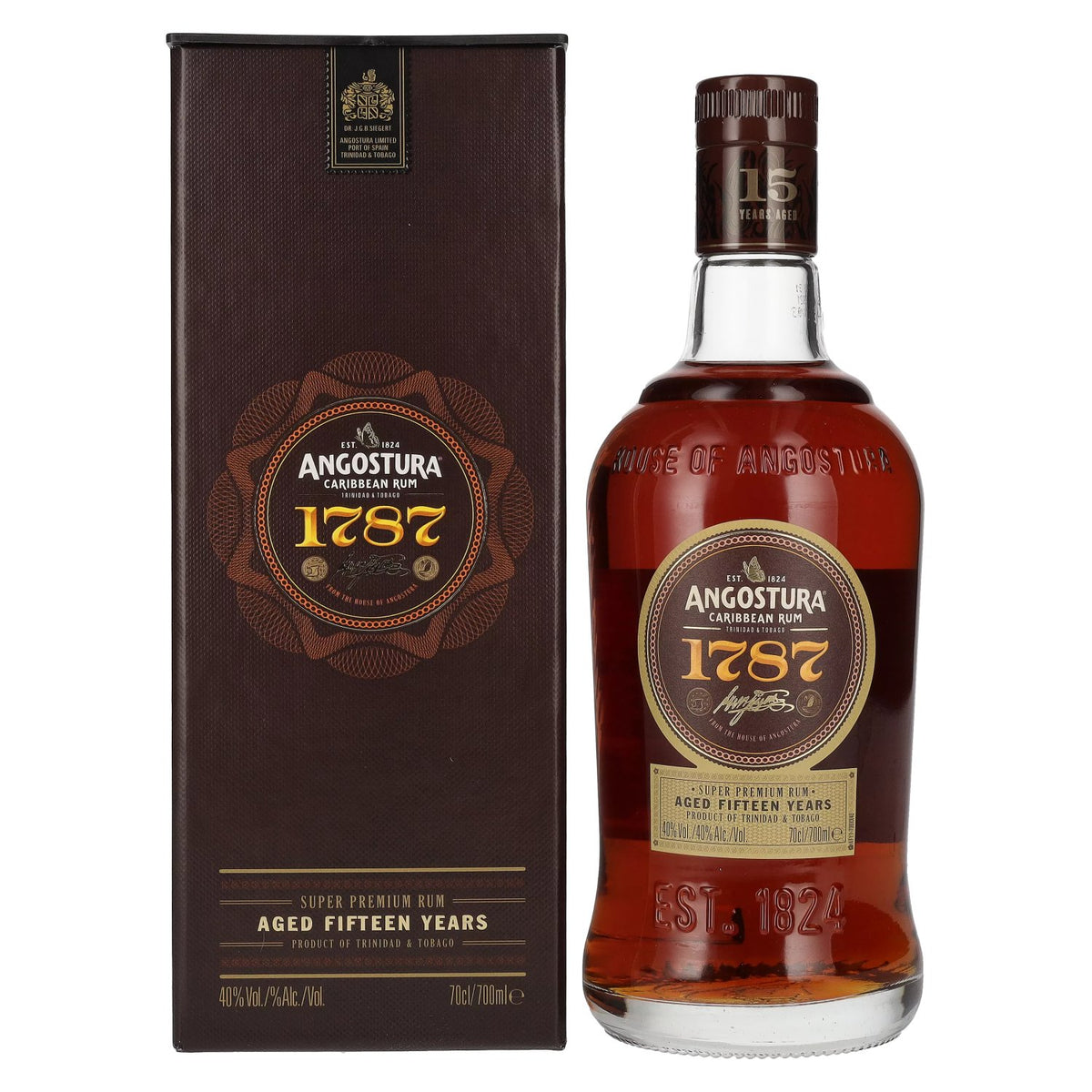 Angostura 1787 15 Years Old Super Premium Rum 40% Vol. 0,7l in gift box