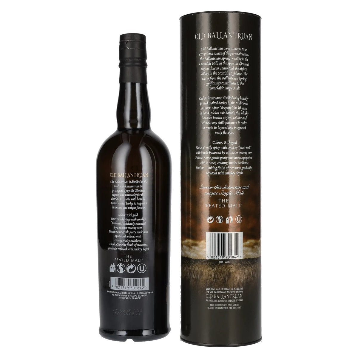 Old Ballantruan 10 Years Old THE PEATED MALT 50% Vol. 0,7l en boîte cadeau